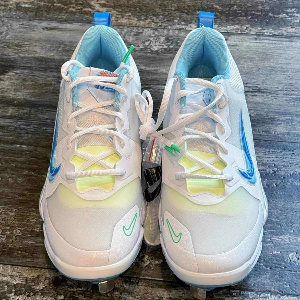 Nike Force Trout 9 Pro Cleats White Volt Aquarius Blue Men Size 7 FQ7941-100 NEW